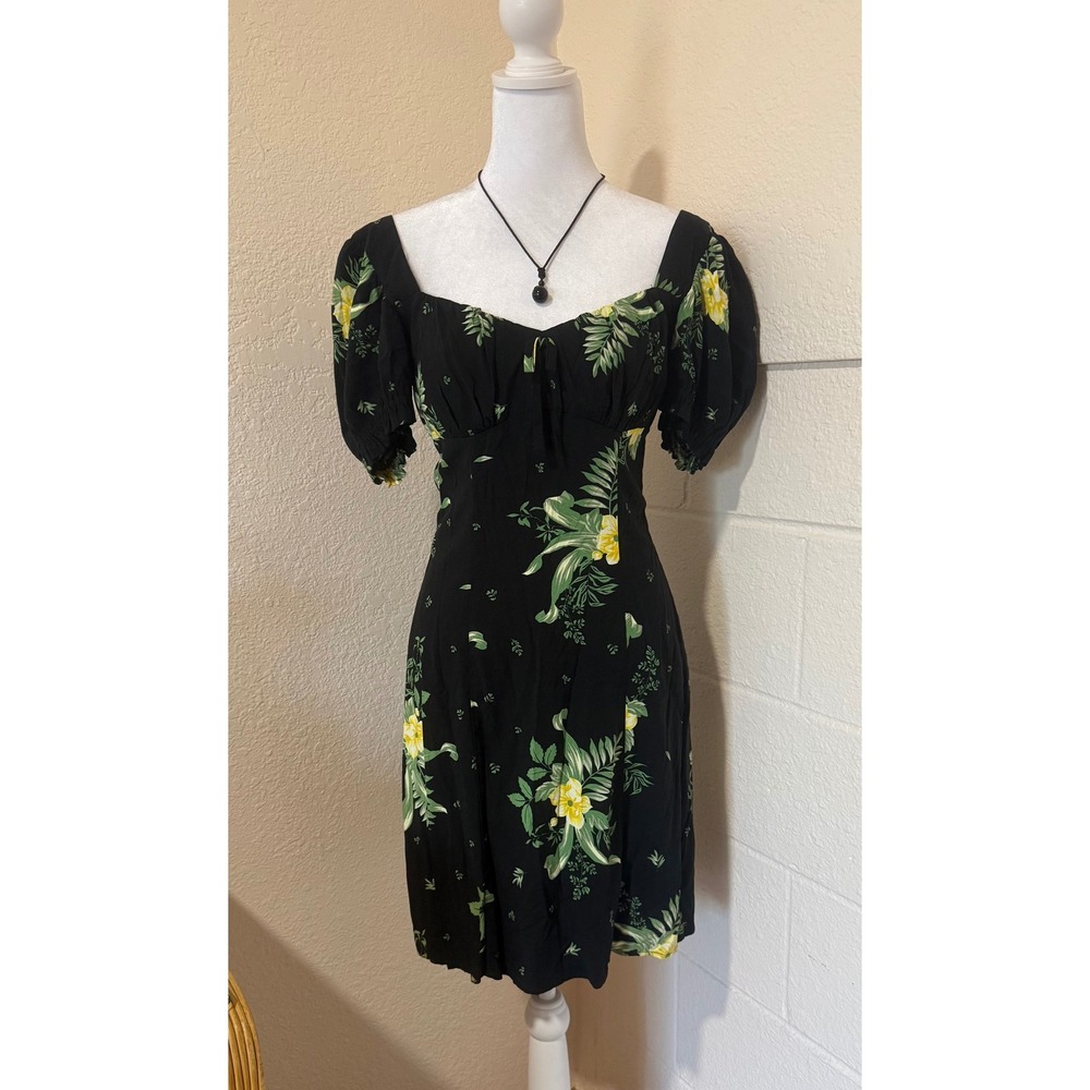 Urban Outfitters Mini Dress Womens Small Black Tropical Floral